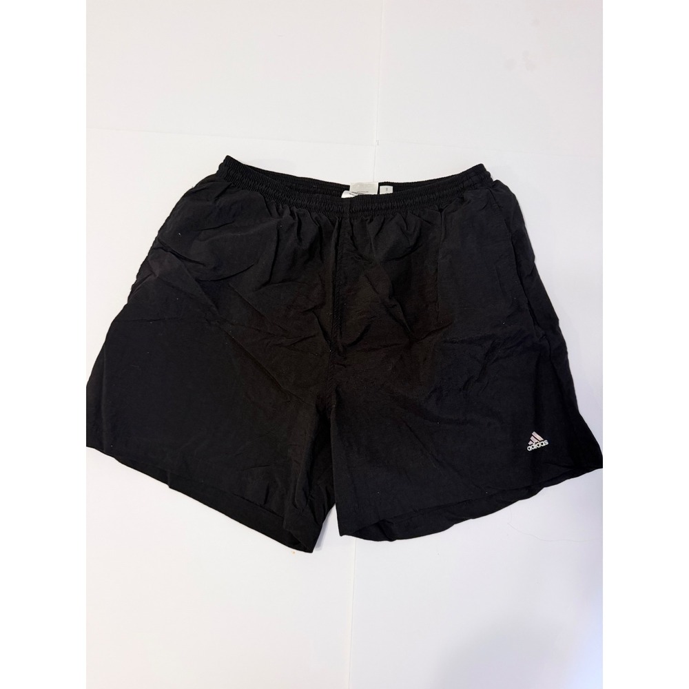 Adidas Vintage Black Nylon Mesh Lined Athletic Shorts Mens XL Embroidered Logo